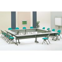 オカムラ Nタイプ サイドフォールドテーブル 幕板付き ライトグレー 幅1500×奥行450×高さ700mm（直送品）