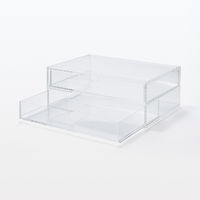 無印良品 重なるアクリルケース2段引出・大 約幅25.5×奥行17×高さ9.5cm 1セット（3個） 良品計画
