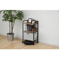 YAMAZEN キャスター付リビングラック3段 YZCR-3(OAK/BK) 1台（直送品）