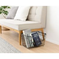 YAMAZEN ワイヤーバスケット L ブラック DWB-L(BK)* 1個