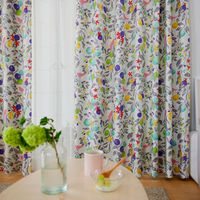 スミノエ デザインライフ セミオーダー カーテン フルーツトリ 1400×2300mm グレー 1セット(2枚入)（直送品）