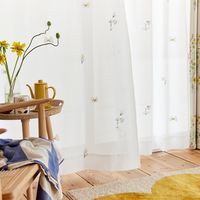 スミノエ デザインライフ セミオーダー レースカーテン ミチクサボイル 2500×1940mm イエロー 1セット(2枚入)（直送品）