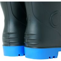 小野商事 ワークスタイルエース PVCフード付作業長靴（先芯無）ブラック×ブルー 24.5cm WS3300　1足（直送品）