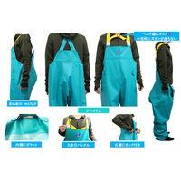 尾崎産業 マリンレリー 胸付ズボン ターコイズ 4989034660236 1着