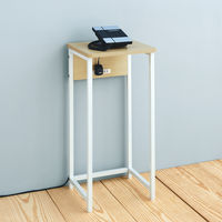 YAMAZEN コンセント付電話受付台 ナチュラル MRTE-35（GNA/IV） 1台 電話台 天板:木製/脚:スチール