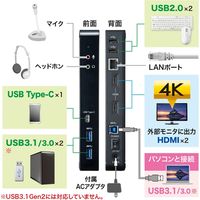 ドッキングステーション　Type-C×1　USB3.0×2　USB2.0×2　HDMI×2　RJ-45×1　USB-CVDK4　サンワサプライ　1個（直送品）