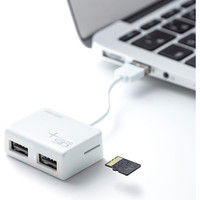 サンワサプライ カードリーダー付きUSB2.0ハブ（ホワイト） USB-2HC319W 1個（直送品）