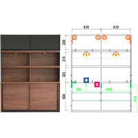 【車上渡し】 関家具 リビングボード デコラ スライド ブラウン 幅1402×奥行390×高さ1800mm DECORA140 1台（直送品）