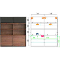 【車上渡し】 関家具 リビングボード デコラ スライド ブラウン 幅1602×奥行390×高さ1800mm DECORA160 1台（直送品）