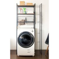 宮武製作所 籠つきランドリーラック 幅900×奥行400×高さ1905mm ブラック SH-X692C_BK 1台（直送品）