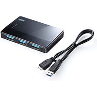 サンワダイレクト USB3.0ハブ（4ポート・バスパワー・PS4対応・薄型・独立ポート付・ブラック） 400-HUB025 1個（直送品）