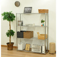 エイ・アイ・エス 直径25mmスチールラックセット 4段 幅1200×奥行350×高さ1500mm シルバー SR-123515 メッキ 1台（直送品）