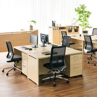 ARAN WORLD EIDOS エイドス フリーアドレスデスク 天板2連 幅2400×奥行1400×高さ700mm ライトオーク 1台（8梱包）（取寄品）