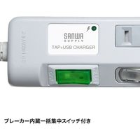 サンワサプライ USB充電ポート付き節電タップ(面ファスナー付き) TAP-B108U-2W 1個
