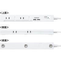 延長コード 電源タップ 1m 2P（ピン） 5個口 USB充電ポート搭載 ホワイト TAP-SLIM5U-1 サンワサプライ 1個