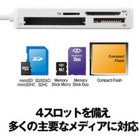 バッファロー USB2.0 マルチカードリーダー ケーブル収納モ BSCR300U2WH 1台（直送品）