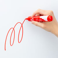 アスクル　ホワイトボードマーカー　インク容量2倍　赤　中字丸芯　1セット（50本：10本入×5箱）  オリジナル