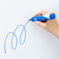 アスクル　ホワイトボードマーカー　インク容量2倍　青　中字丸芯　1セット（50本：10本入×5箱）  オリジナル