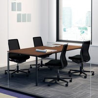 【組立設置込】コクヨ JUTO 会議テーブル Rエッジ T脚 アジャスター 塗装脚 幅2100×奥行1000×高さ720mm ブラウン/ブラック 1台（直送品）