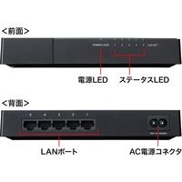 サンワサプライ ギガビット対応 スイッチングハブ(5ポート・マグネット付き) LAN-GIGAP502BK 1個