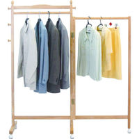 【軒先渡し】ヤマソロ スリーウェイハンガー ナチュラル 幅825～1485×奥行400～940×高さ1600mm 1台（直送品）