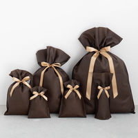 ヘッズ 不織布リボン付ギフトバッグーL/ブラウン（10枚）