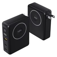 磁気研究所 ACプラグ付PD65W対応モバイルバッテリー ワイヤレス充電機能付き ブラック HD2-MBACPD65W10TGBK 1個