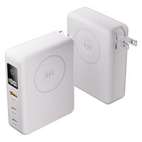 磁気研究所 ACプラグ付PD65W対応モバイルバッテリー ワイヤレス充電機能付き ホワイト HD2-MBACPD65W10TGWH 1個