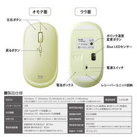 無線マウス ワイヤレスマウス 静音 2.4GHzレシーバー 3ボタン 薄型 持ちハコビ プラス GR TW-MO001 1個