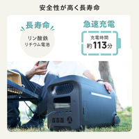 ポータブル電源 大容量 2560Wh リン酸鉄 バッテリー 急速充電 PD ブラック DE-PS2500PEBK エレコム 1個（直送品）