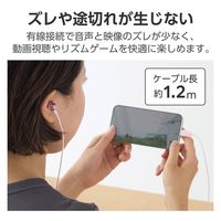 タイプCイヤホン 有線 マイク付き カナル型 断線しにくい高耐久 ピンク EHP-DF14CMPN エレコム 1個