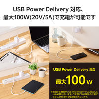 タイプCケーブル （USB-C to C） 50cm PD 100W シリコン 白 MPA-CCECSS05WH エレコム 1個