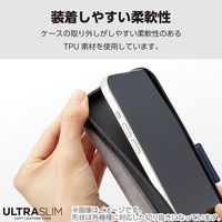 P242 ケース レザー 手帳型 マグネット 衝撃吸収 ネイビー PM-P242PLFUNV エレコム 1個（直送品）