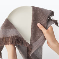 無印良品 インド綿 マルチクロス フリンジ ブラウン 約50×50cm 良品計画