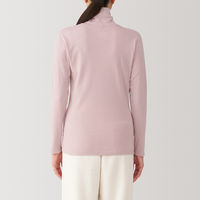 【レディース】無印良品 婦人 あったか綿 厚手 タートルネック長袖Tシャツ 婦人M ライトピンク 良品計画