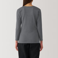 【レディース】無印良品 婦人 あったか綿 厚手 Uネック八分袖Tシャツ 婦人M ミディアムグレー 良品計画