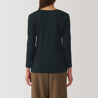 【レディース】無印良品 婦人 あったか綿 厚手 Uネック八分袖Tシャツ 婦人M 黒 良品計画