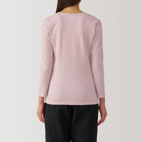 【レディース】無印良品 婦人 あったか綿 厚手 Uネック八分袖Tシャツ 婦人M ライトピンク 良品計画