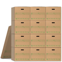 プラス 文書保存箱 ワンタッチストッカー D型フタ式 B4／A3用 書類収納 ダンボール 10枚 40075（わけあり品）