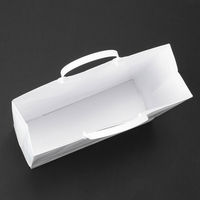 手提げ紙袋（マットフィルム貼り・ハッピータックタイプ）　平紐　白　L　1袋（5枚入）　スーパーバッグ オリジナル（わけあり品）