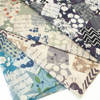 Modern Field モダンフィールド 綿麻プリント パッチワーク風 プリント生地 ブルー 巾約108cm×8mカット IBK99201（直送品）