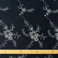 綿ローン 両耳スカラップ刺しゅう生地 巾約100cm×4m切売カット E ネイビー TM8804-E TM8804-E-4M（直送品）