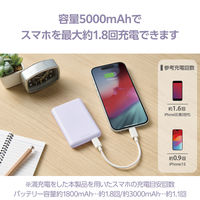 モバイルバッテリー 超コンパクト 軽量 USB-C×1 15W 5000mAh DE-C48-5000PU エレコム 1個