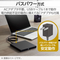 外付け DVDドライブ USB 3.2 Gen1 読込専用 ACアダプタ付 黒 LDV-PWA8U3CNBK ロジテック 1個（直送品）