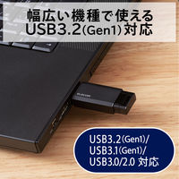 USBメモリ 32GB ノック式 USB3.1(Gen1)対応 ブラック MF-PKU3032GBK/E エレコム 1個