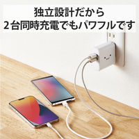エレコム USB充電器 コンセント USB-A×2ポート 4.8A出力 しろちゃん EC-AC03WF 1個
