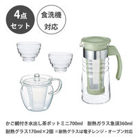 HARIO （ハリオ） 4点セット 水出しポット 急須 1個 グラス 2個 1セット（4点）
