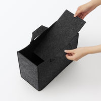 無印良品 持ち運べるフェルトファイルボックス ワイド 約幅15×奥行32×高さ24cm ダークグレー 良品計画