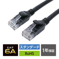 ナカバヤシ カテゴリー6A LANケーブル ブラック 0.5m C6A-5BK 1本