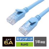 ナカバヤシ カテゴリー6A LANケーブル ブルー 0.5m C6A-5BL 1本